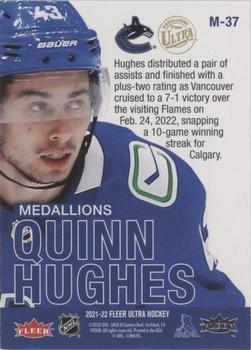 2021-22 Ultra - Medallions #M-37 Quinn Hughes Back