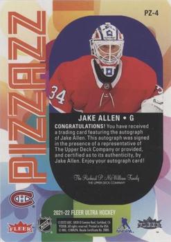 2021-22 Ultra - Pizzazz Autographs #PZ-4 Jake Allen Back