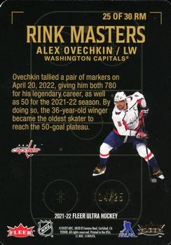 2021-22 Ultra - Rink Masters Gold #25  RM Alex Ovechkin Back