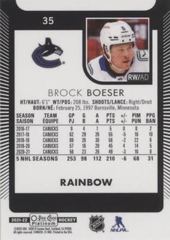 2021-22 O-Pee-Chee Platinum - Rainbow #35 Brock Boeser Back