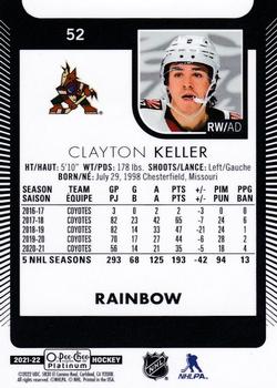2021-22 O-Pee-Chee Platinum - Rainbow #52 Clayton Keller Back