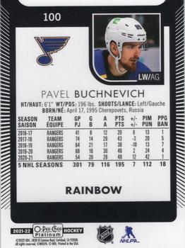 2021-22 O-Pee-Chee Platinum - Rainbow #100 Pavel Buchnevich Back