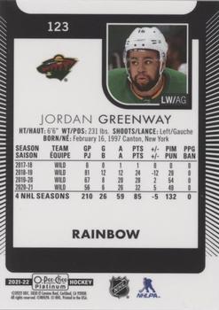 2021-22 O-Pee-Chee Platinum - Rainbow #123 Jordan Greenway Back