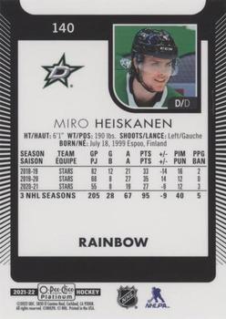 2021-22 O-Pee-Chee Platinum - Rainbow #140 Miro Heiskanen Back