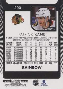 2021-22 O-Pee-Chee Platinum - Rainbow #200 Patrick Kane Back