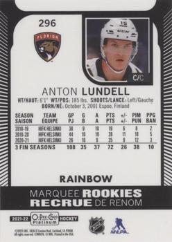 2021-22 O-Pee-Chee Platinum - Rainbow #296 Anton Lundell Back