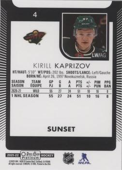 2021-22 O-Pee-Chee Platinum - Sunset #4 Kirill Kaprizov Back