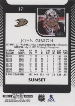 2021-22 O-Pee-Chee Platinum - Sunset #17 John Gibson Back