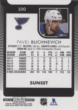 2021-22 O-Pee-Chee Platinum - Sunset #100 Pavel Buchnevich Back