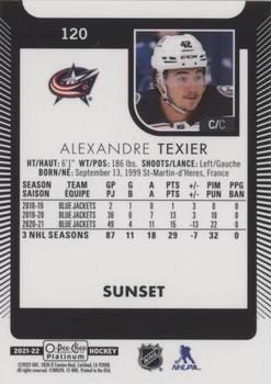 2021-22 O-Pee-Chee Platinum - Sunset #120 Alexandre Texier Back