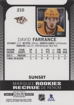 2021-22 O-Pee-Chee Platinum - Sunset #210 David Farrance Back