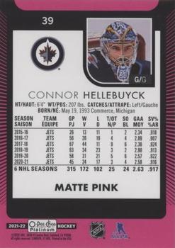 2021-22 O-Pee-Chee Platinum - Matte Pink #39 Connor Hellebuyck Back