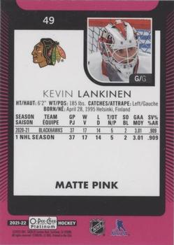 2021-22 O-Pee-Chee Platinum - Matte Pink #49 Kevin Lankinen Back