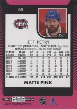 2021-22 O-Pee-Chee Platinum - Matte Pink #53 Jeff Petry Back