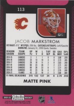 2021-22 O-Pee-Chee Platinum - Matte Pink #113 Jacob Markstrom Back