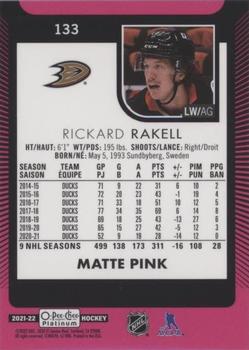 2021-22 O-Pee-Chee Platinum - Matte Pink #133 Rickard Rakell Back