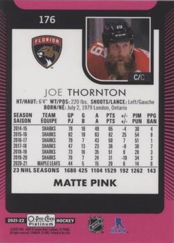 2021-22 O-Pee-Chee Platinum - Matte Pink #176 Joe Thornton Back