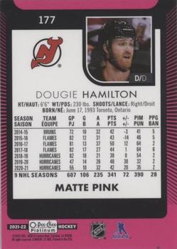 2021-22 O-Pee-Chee Platinum - Matte Pink #177 Dougie Hamilton Back