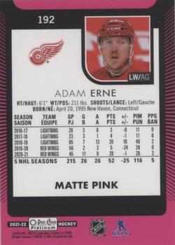 2021-22 O-Pee-Chee Platinum - Matte Pink #192 Adam Erne Back