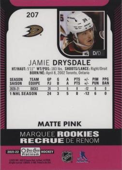 2021-22 O-Pee-Chee Platinum - Matte Pink #207 Jamie Drysdale Back
