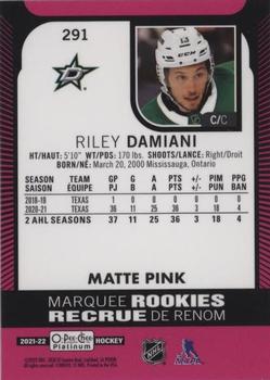 2021-22 O-Pee-Chee Platinum - Matte Pink #291 Riley Damiani Back