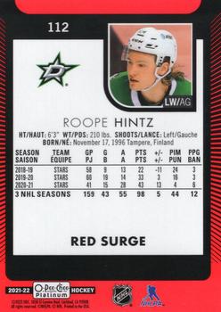 2021-22 O-Pee-Chee Platinum - Red Surge #112 Roope Hintz Back
