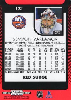 2021-22 O-Pee-Chee Platinum - Red Surge #122 Semyon Varlamov Back