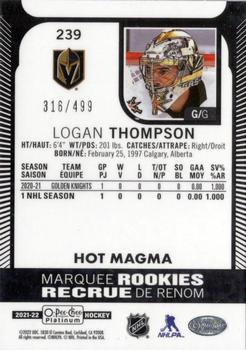 2021-22 O-Pee-Chee Platinum - Hot Magma #239 Logan Thompson Back