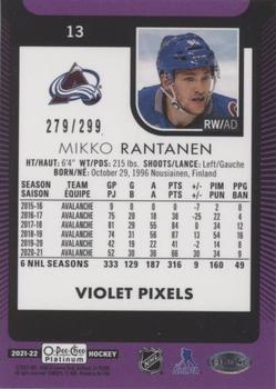 2021-22 O-Pee-Chee Platinum - Violet Pixels #13 Mikko Rantanen Back