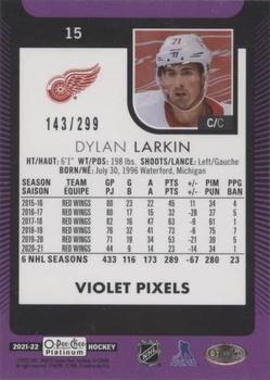 2021-22 O-Pee-Chee Platinum - Violet Pixels #15 Dylan Larkin Back