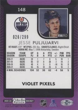 2021-22 O-Pee-Chee Platinum - Violet Pixels #148 Jesse Puljujarvi Back