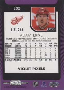 2021-22 O-Pee-Chee Platinum - Violet Pixels #192 Adam Erne Back
