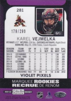 2021-22 O-Pee-Chee Platinum - Violet Pixels #281 Karel Vejmelka Back