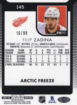 2021-22 O-Pee-Chee Platinum - Arctic Freeze #145 Filip Zadina Back