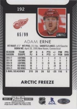2021-22 O-Pee-Chee Platinum - Arctic Freeze #192 Adam Erne Back