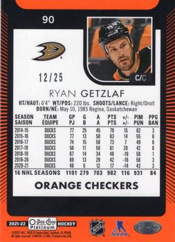 2021-22 O-Pee-Chee Platinum - Orange Checkers #90 Ryan Getzlaf Back