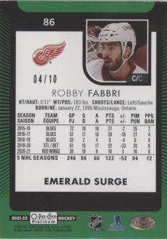 2021-22 O-Pee-Chee Platinum - Emerald Surge #86 Robby Fabbri Back