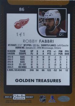 2021-22 O-Pee-Chee Platinum - Golden Treasures #86 Robby Fabbri Back