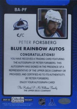 2021-22 O-Pee-Chee Platinum - Autographs Blue Rainbow #BA-PF Peter Forsberg Back