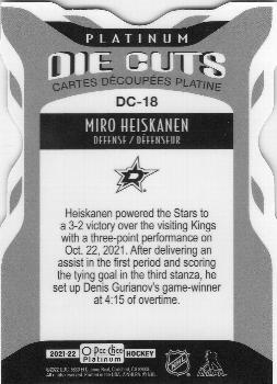 2021-22 O-Pee-Chee Platinum - Platinum Die Cuts #DC-18 Miro Heiskanen Back
