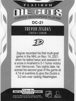 2021-22 O-Pee-Chee Platinum - Platinum Die Cuts #DC-21 Trevor Zegras Back