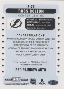 2021-22 O-Pee-Chee Platinum - Retro Red Rainbow Autographs #R-75 Ross Colton Back