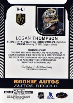 2021-22 O-Pee-Chee Platinum - Rookie Autographs #R-LT Logan Thompson Back