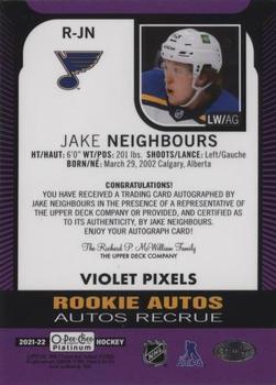 2021-22 O-Pee-Chee Platinum - Rookie Autographs Violet Pixels #R-JN Jake Neighbours Back