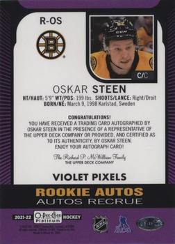 2021-22 O-Pee-Chee Platinum - Rookie Autographs Violet Pixels #R-OS Oskar Steen Back