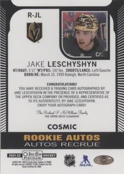 2021-22 O-Pee-Chee Platinum - Rookie Autographs Cosmic #R-JL Jake Leschyshyn Back
