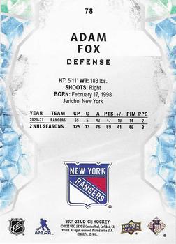 2021-22 Upper Deck Ice - Gold #78 Adam Fox Back