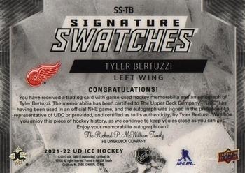 2021-22 Upper Deck Ice - Signature Swatches #SS-TB Tyler Bertuzzi Back