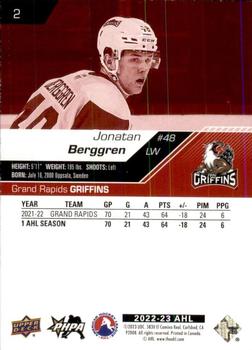 2022-23 Upper Deck AHL - Exclusives #2 Jonatan Berggren Back