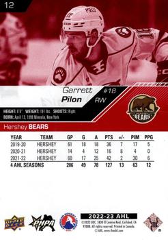 2022-23 Upper Deck AHL - Exclusives #12 Garrett Pilon Back